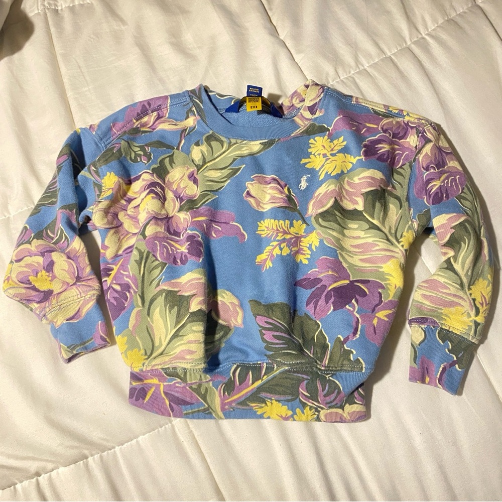 POLO RALPH LAUREN boys girls Floral Sweatshirt terry cotton 4t kids crewneck top - Picture 2 of 5